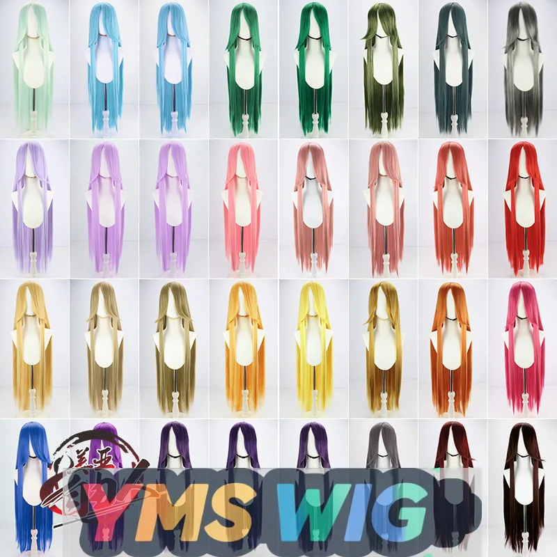 

YMS WIG с длинной челкой, универсальный длинный прямой парик для косплея, 100 см, разноцветная аниме-игра, ежедневное использование