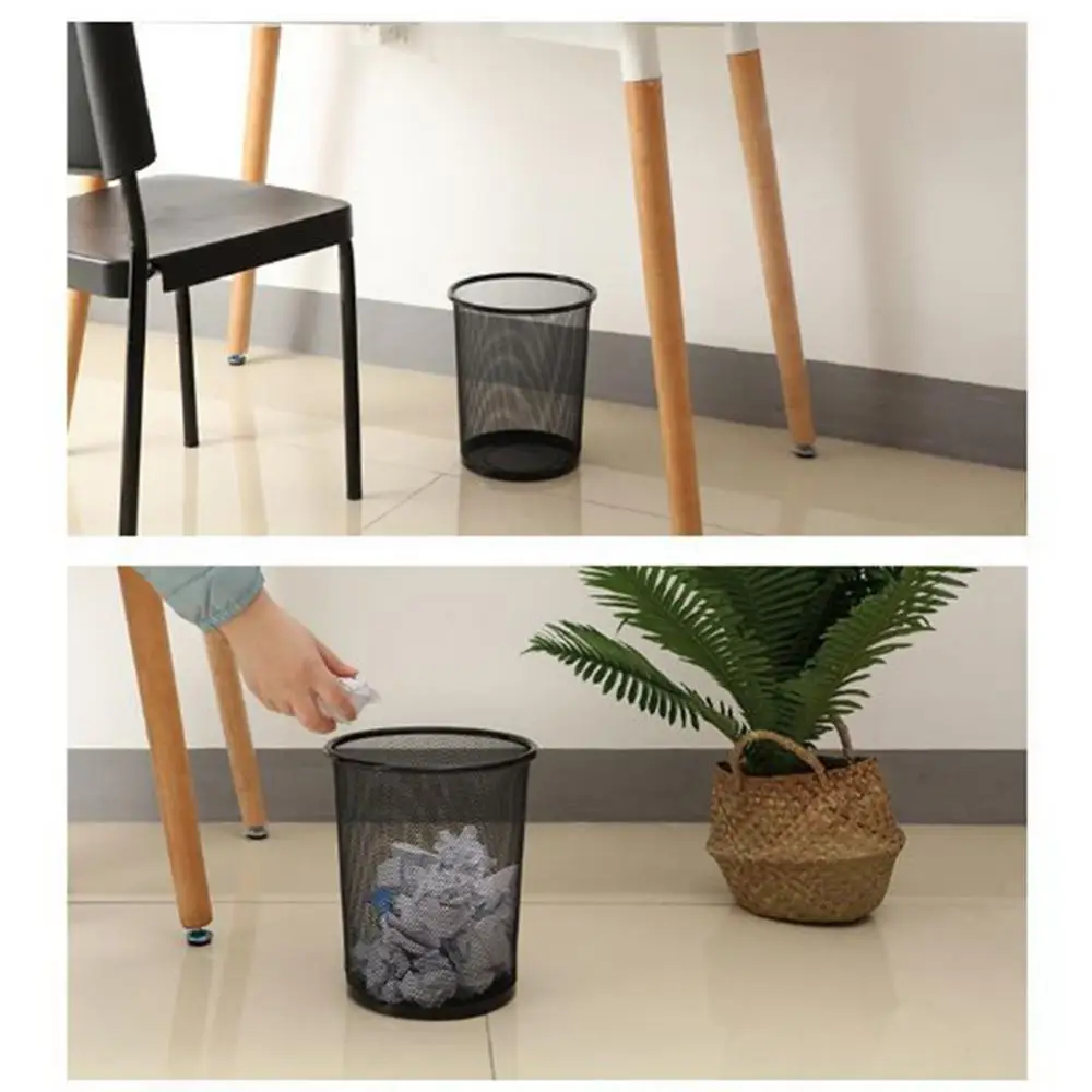 Mesh Trash Bin Paper Basket Office Rubbish Waste Holder Can Trash Can Household Bathroom Toilet Bedroom Living Room Waste Bins