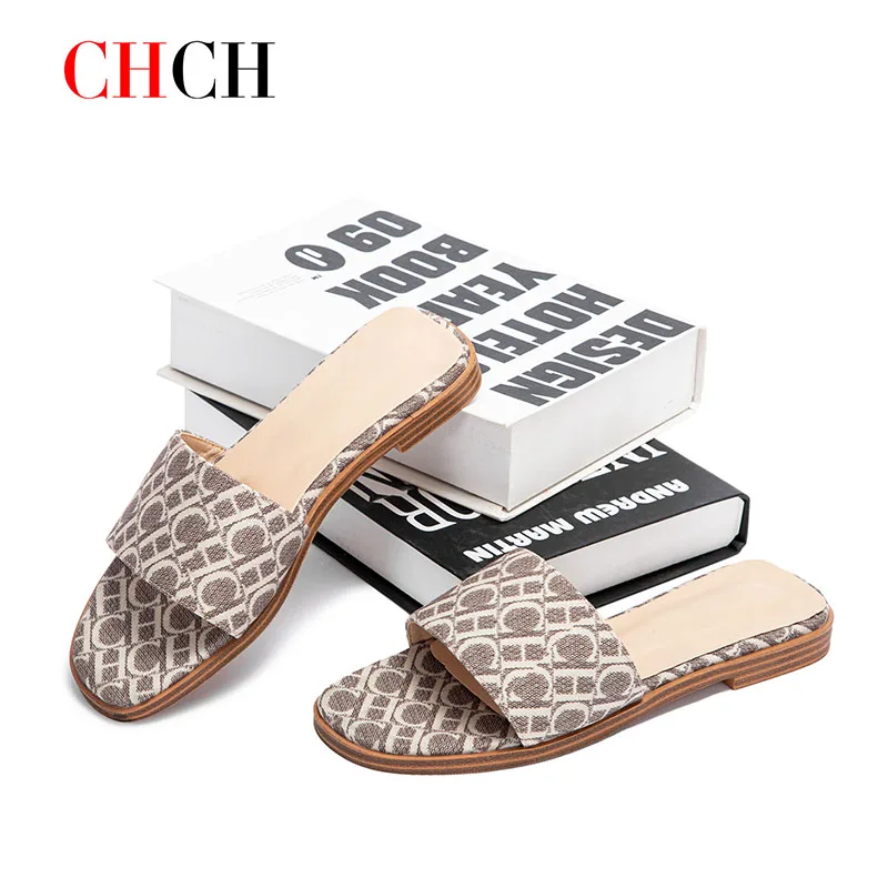 Sandalias antideslizantes para mujer, zapatillas con estampado de letras, suela antideslizante, cómodas, diseño clásico Simple, temporada, nueva moda de verano