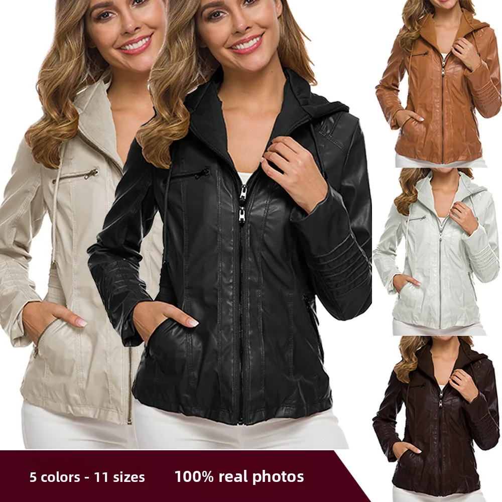 Casual ort PU Pelle Jaet Long Sve Ladies Biker Sle Coat Thiened Spring Youth Faion Capispalla No Brand