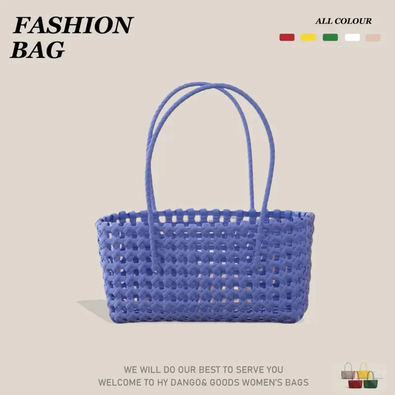Handmade Woven Straw Handbag Portable Crochet Cabbage Basket Beach Vacation Travel Daily Commute Summer Shoulder Bag 30x13x16cm