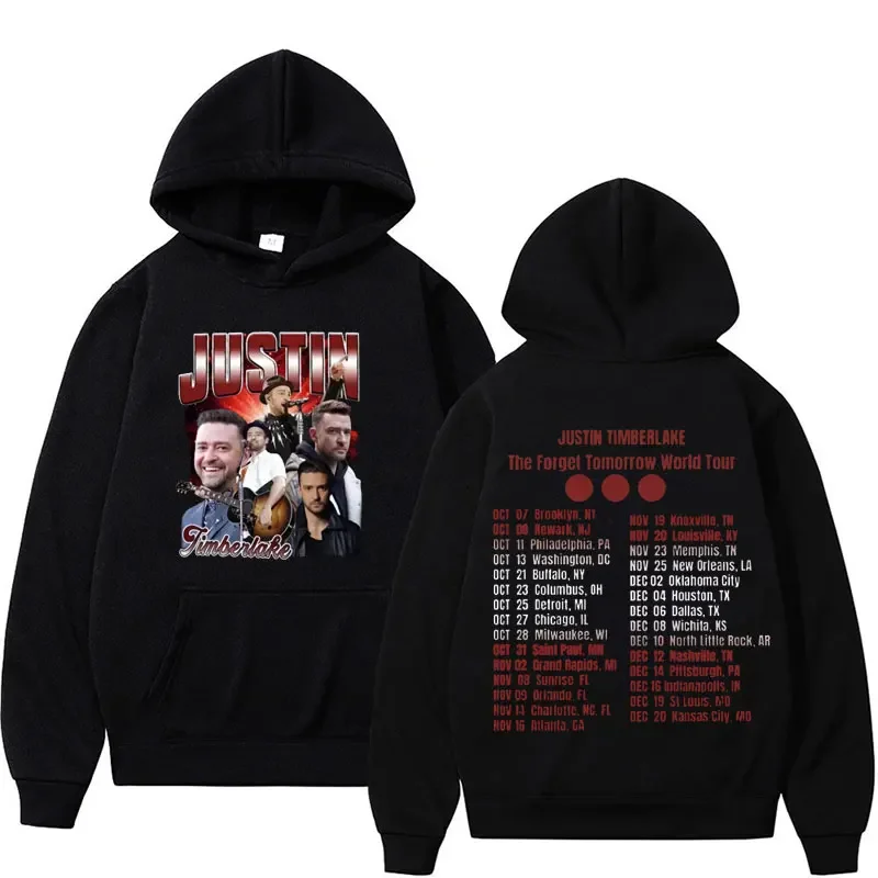 Limited Justin Timberlake Fall Tour Hoodie Forget Tomorrow 2024 Pullover Bluzy Mężczyźni Kobiety Harajuku Gothic Oversized Hoodies