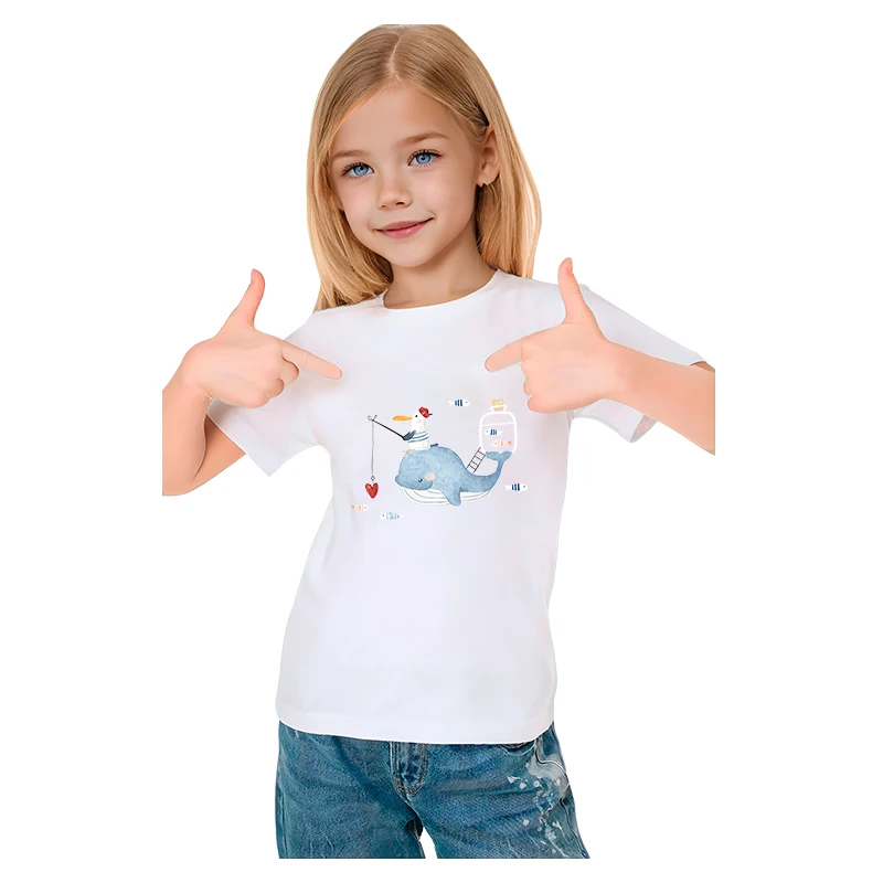 15cm DTF elephant and whale heat transfer DIY children's T-shirt hoodie decoration printed sticker Iron On washable hot stamping view 2