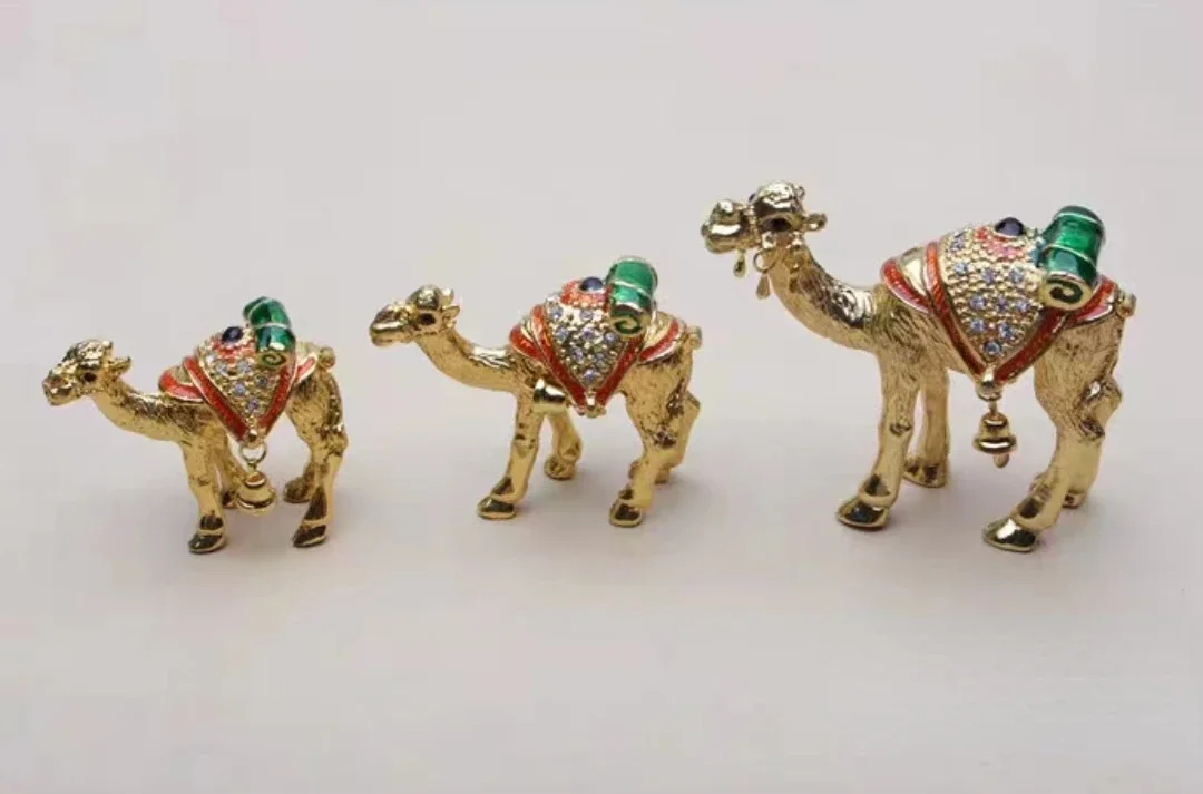 3 PCS/Set, Large, Medium, and Small Sizes, Camel Ornaments Diamond-encrusted Alloy Handicrafts Ornaments Gift