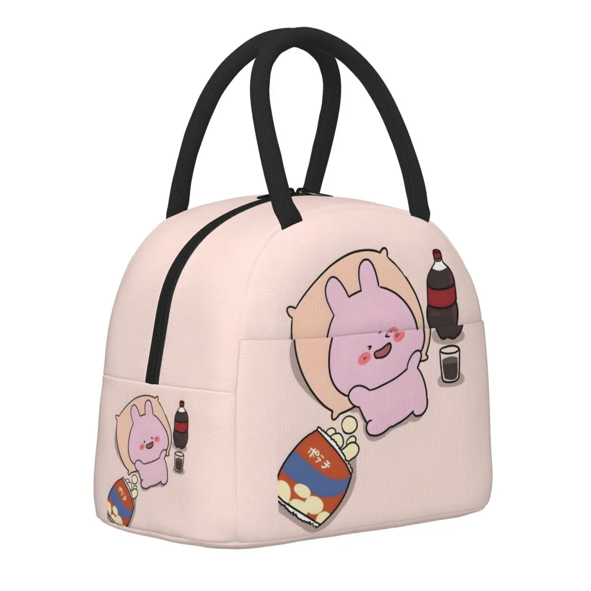 Asamimichaan Cute Asamimi Large Lunch Bag for School Waterproof Picnic Thermal Cooler Insulated Lunch Box Women Kids Tote Bags