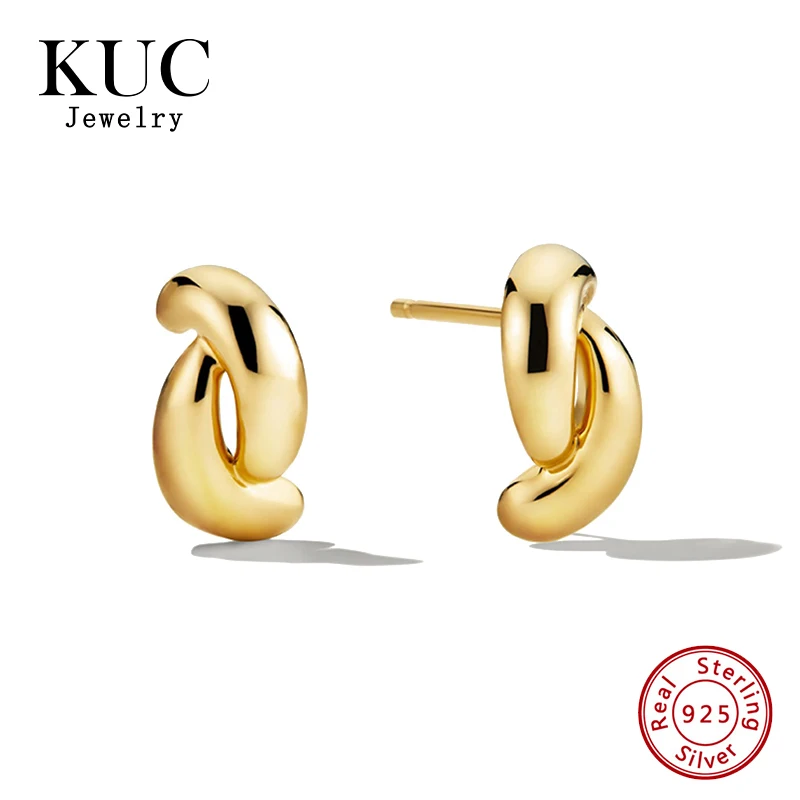 

Modernist Classic 925 Sterling Silver Luxury Style 18k Gold Plated Trendy Double Slim Dome Huggie Stud Earrings