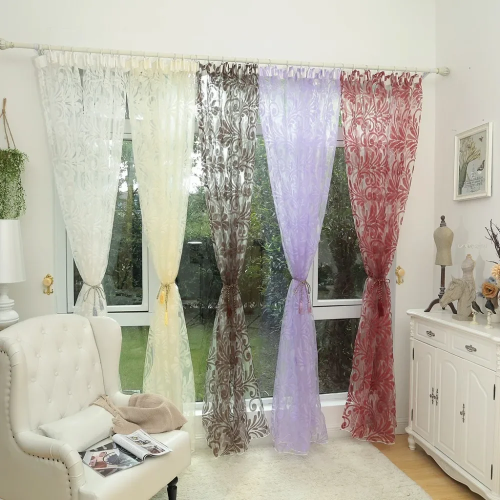 NAPEARL White Tulle Panel Sheer Yarn Curtain Window Blinds Window Treatments Kitchen Organza Jacquard Fabrics White