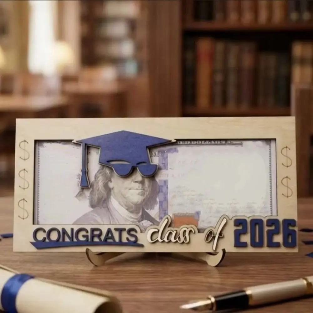 

Double-Layer Graduation Money Holder Graduate Cap Shaped Unique Keepsake Graduation Cash Gift Pull-Out Card Wooden Money Holder