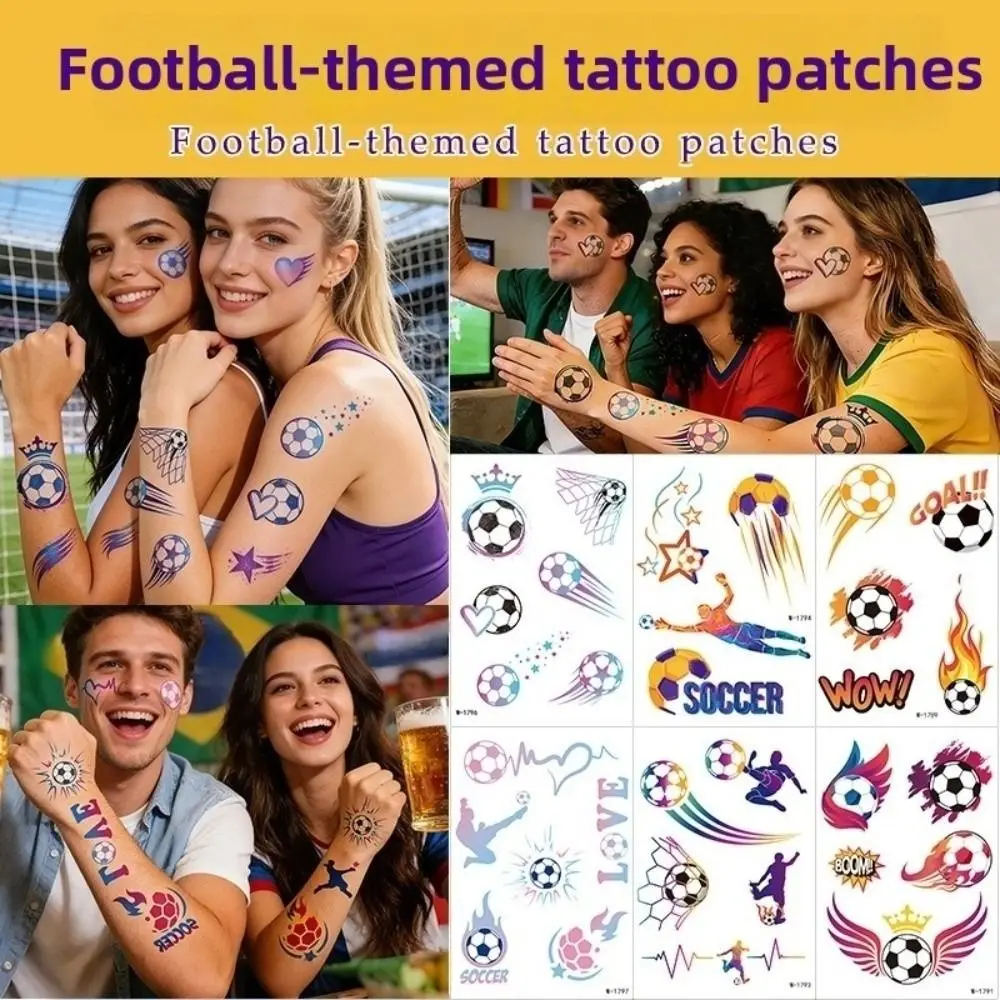 

Sports Event Match Football Tattoo Stickers Featuring Fun Cartoon Ball Y2k Spicy Girl Temporary Tattoo Waterproof Long Lasting