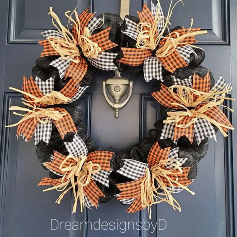 

Cross-border New Product Halloween Simulation Wreath Ribbon Front Door Window Ghost Festival Harvest Festival