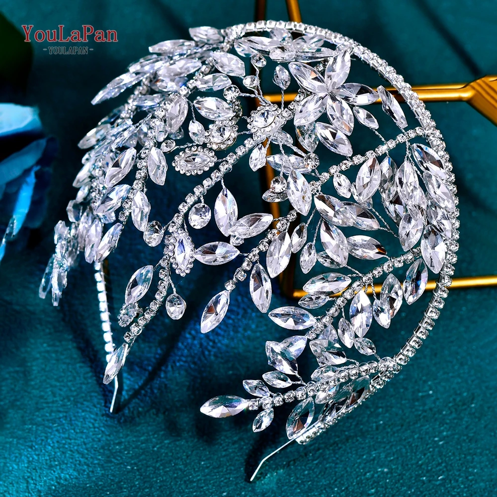 

YouLaPan Wedding Bride Rhinestone Hair Hoop Women Hair Band Party Crown Bridal Tiara Vintage Accessories Banquet Headband HP858