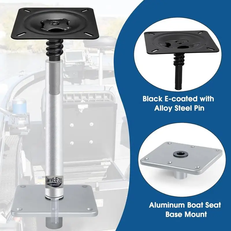 Boat Seat Pedestal Installation Kit With 3/4 Inch Marine Seat Pins And 7 Inch Marine Seat Base Plate For Boat Pontoon Fishing