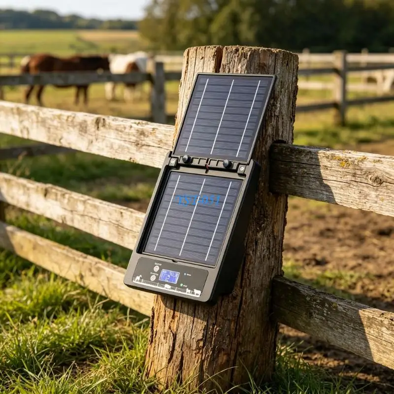 E15A Large Power Solar Fence Chargers with 10KM Wire Ranges & Foldable Solar Module Electric Fence Controllers Suitable for Farm