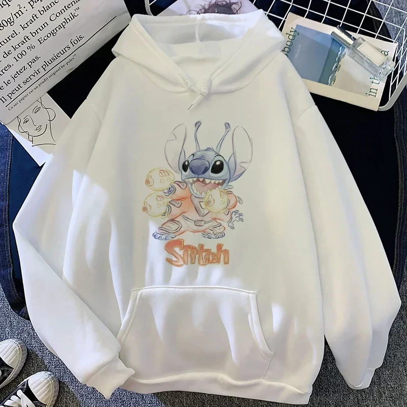 Kawaii Cartoon Stitch Printed Hoodies Women Fashion Comfortable Hoodie Autumn Winter Casual Unisex Sweatshirts Clothing Tops