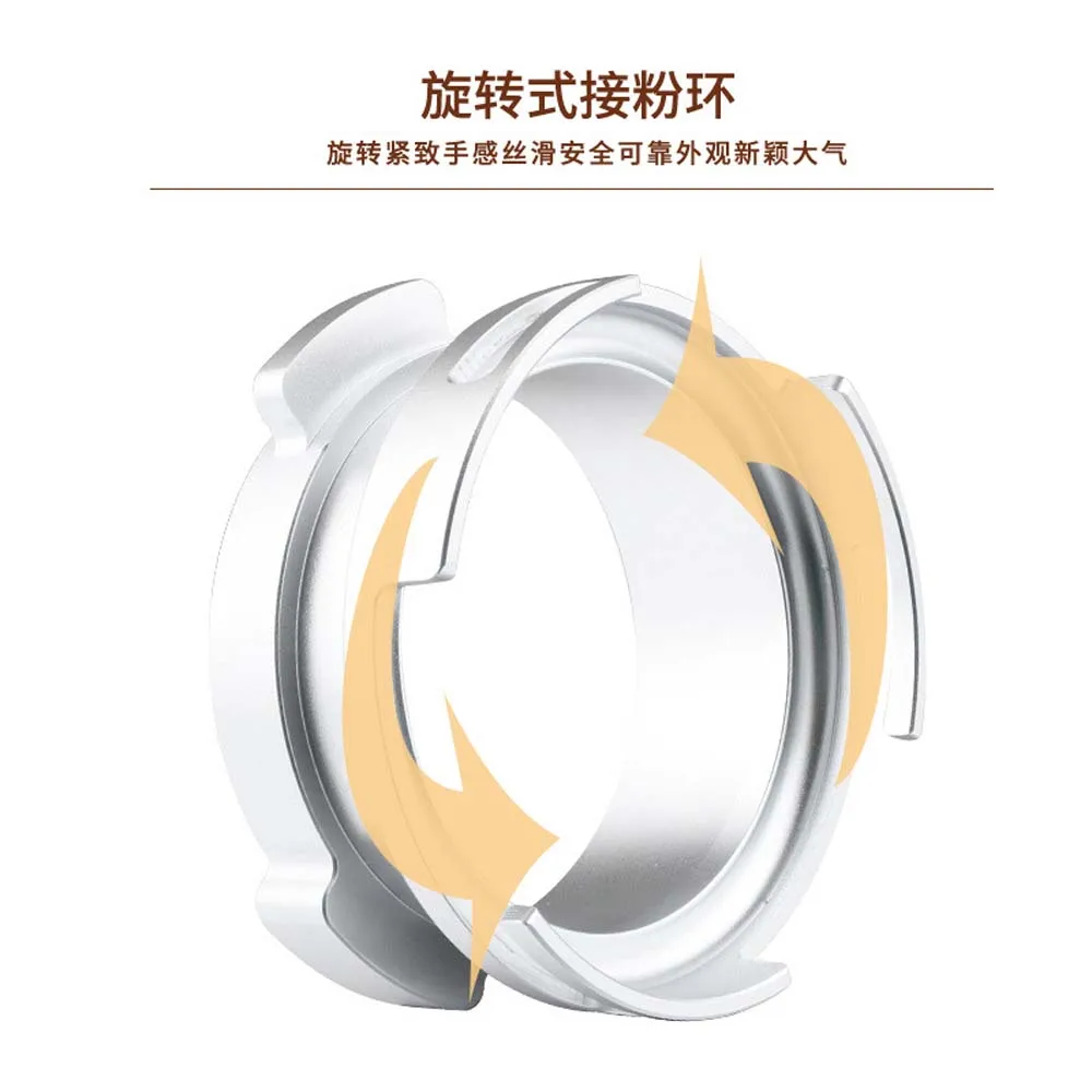 Adaptador de mango para máquina de café, anillo receptor de polvo, aleación giratoria, antimoscas, 58 mm