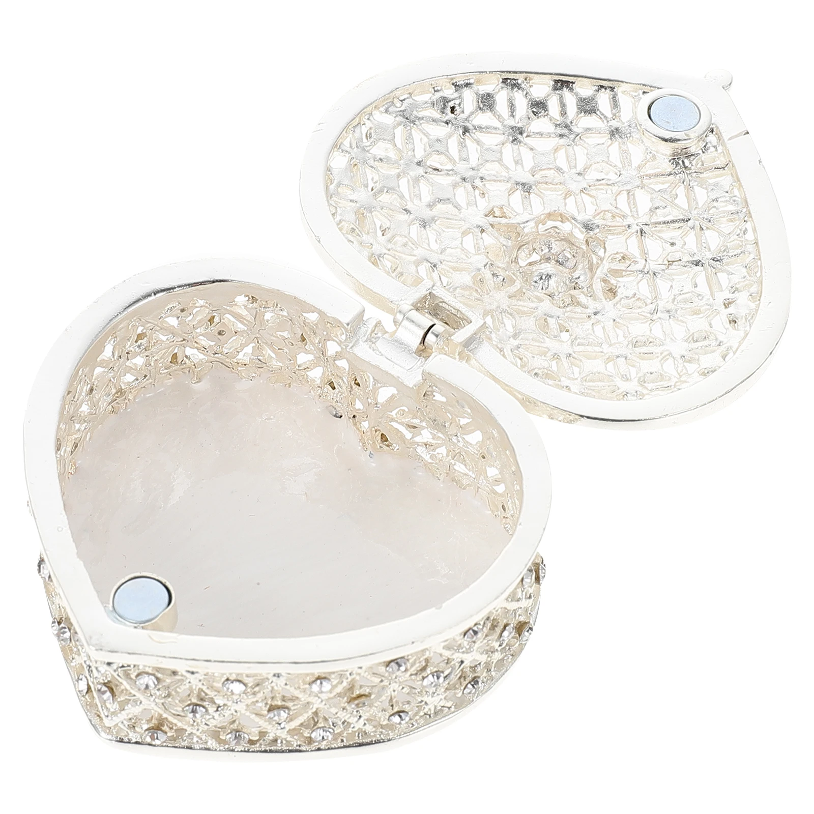 

Jewelry Box Case Heart Shape Shaped Organizer Metal Bracelet Organizers Decorative Earring Silver Exquisite