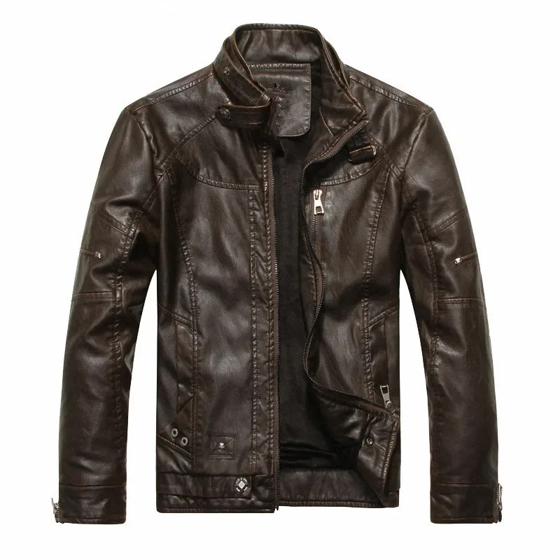 Motorcycle Thickened Leather Coat Men Moto Biker Riding Fleece Leather Jacket Men Winter Warm Man Leather CoatMens Plus Velvet