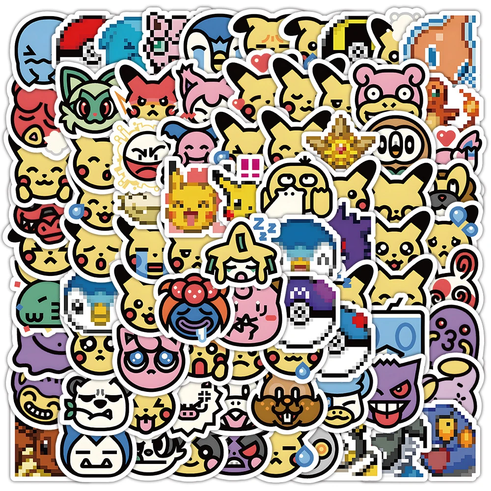 10/30/50/100pcs Cute Pokemon Anime Avatar Stickers Kawaii Pikachu Cartoon Kid Sticker Toy Luggage Stationery Phone Decals Decor