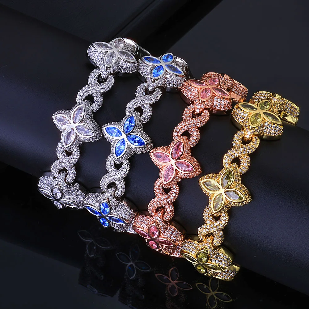 fashion influencers, unisex Figure 8 Cuban Chain Bracelet uses PT950 Platinum paired with glossy artificial diamonds