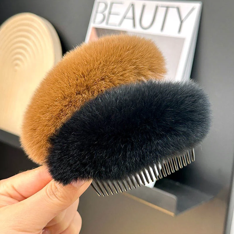 

New Women's Bangs Clip Solid Color Rex Rabbit Fluffy Plush Broken Hair Clip Fashion Multi-Color Children's Hair Accessories