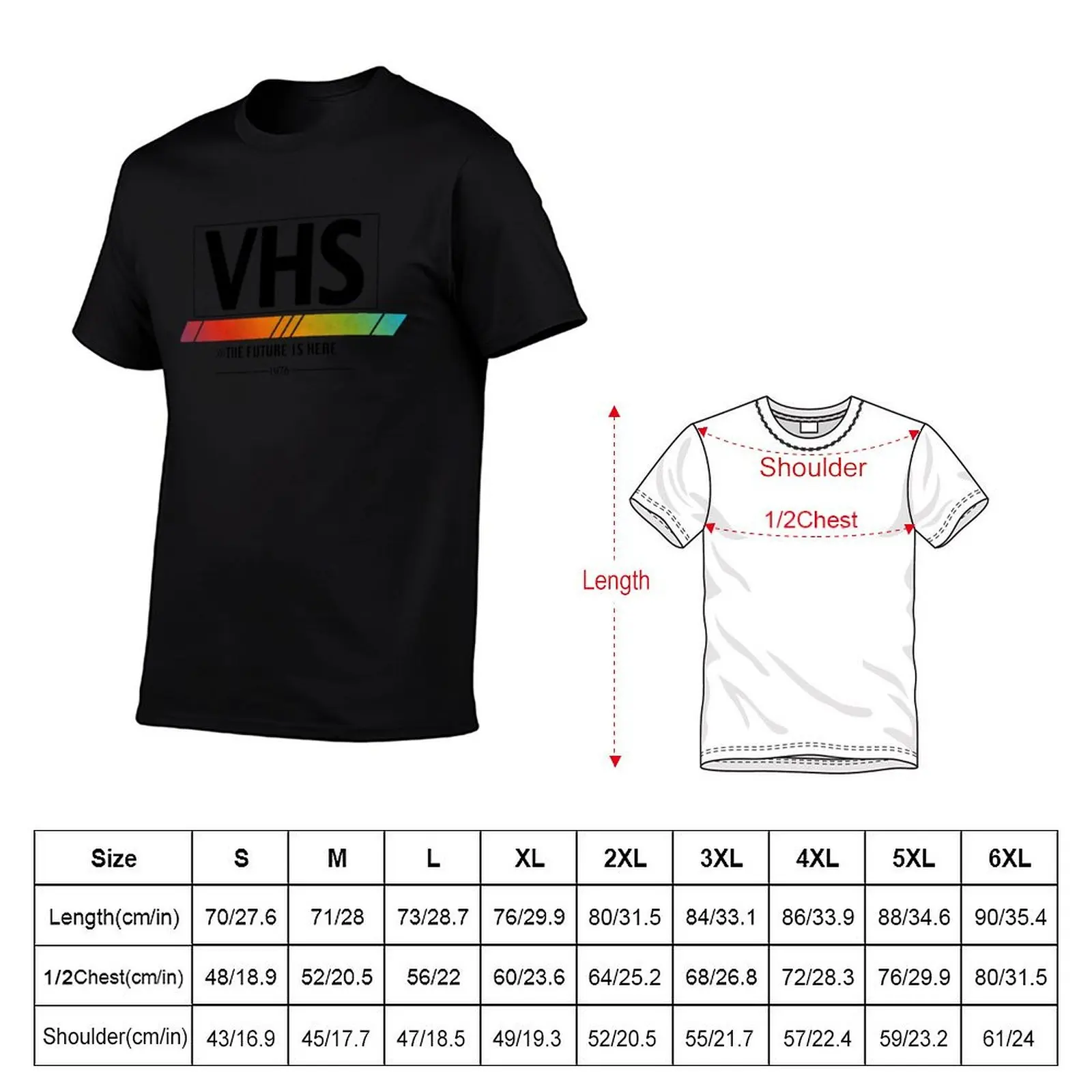 VHS - المستقبل هنا تي شيرت تي شيرت للرجال تي شيرت بقصة ضيقة للرجال تي شيرت كلاسيكي برسومات جرافيكية