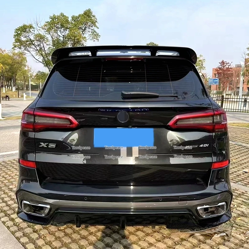 For BMW X5 G05 Spoiler 2019 2020 2021 2022 2023 ABS Gloss Black and Carbon Fibrer Look Rear Roof Trunk Spoiler