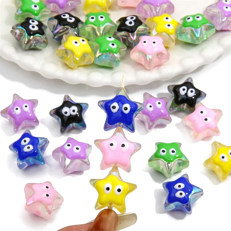 

19mm Hand Painted Eye Five-pointed Star Acrylic Beads For Jewelry Making Loose Spacer Bead DIY Bracelet Necklace Earring Gifts