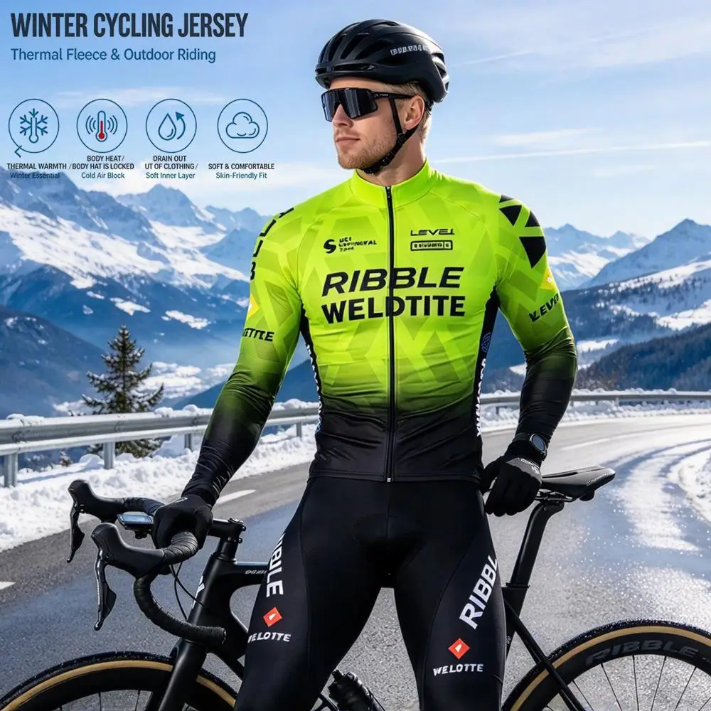 2027 HUUB Team Winter Thermal Fleece Long Sleeve Cycling Jersey Set Ropa Ciclismo Bicycle Clothing MTB Bike Mens Bib Pants Suit