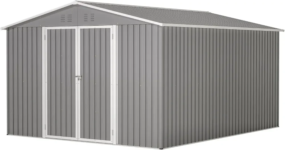 

Metal Shed10x12 ft Outdoor Storage Shed,Metal Steel Utility Tool Shed Storage House with Double Lockable Doors and Air Vent