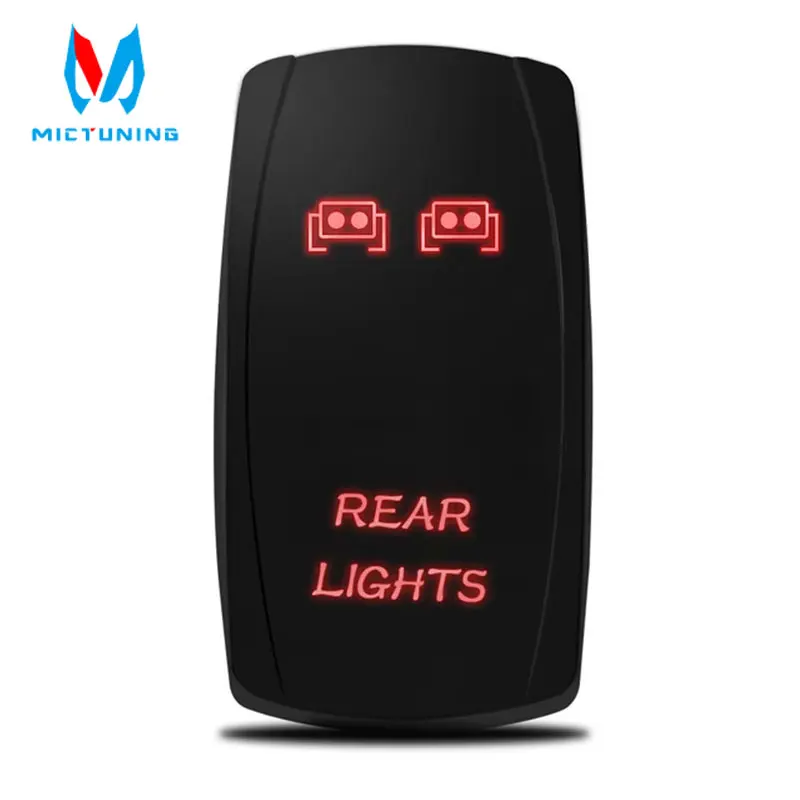 

MICTUNING 5Pin Laser Red Rear Lights Rocker On-Off LED 20A 12V Auto SPST Toggle Switch Car Waterproof Replacement Switches Parts