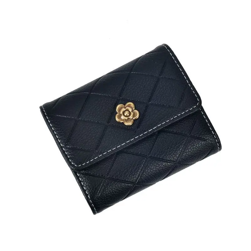 Cartera corta de cuero para mujer, monedero pequeño de marca de lujo, bolso para tarjetas, monedero de embrague, billetera con Clip para dinero