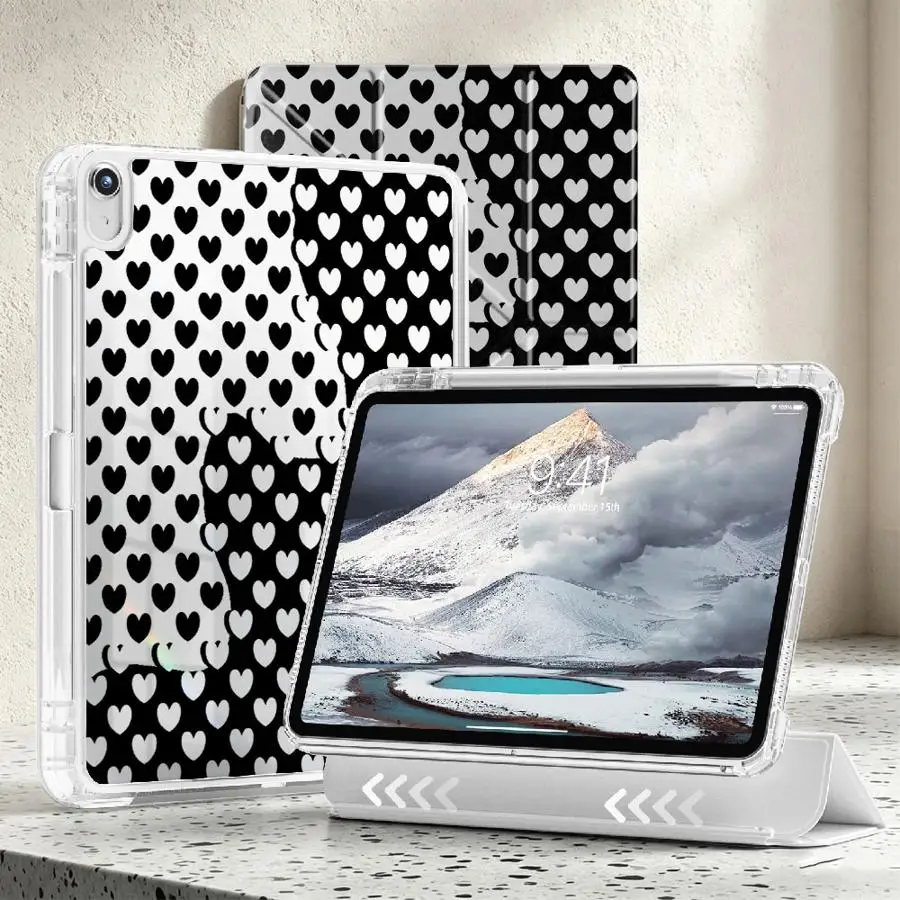 Heart-Shaped Pattern Tablet Case For Samsung Galaxy Tab S9 Plus A8 S7 FE A9 Plus S10 Lite A11 S8 With Pen Slot Cover