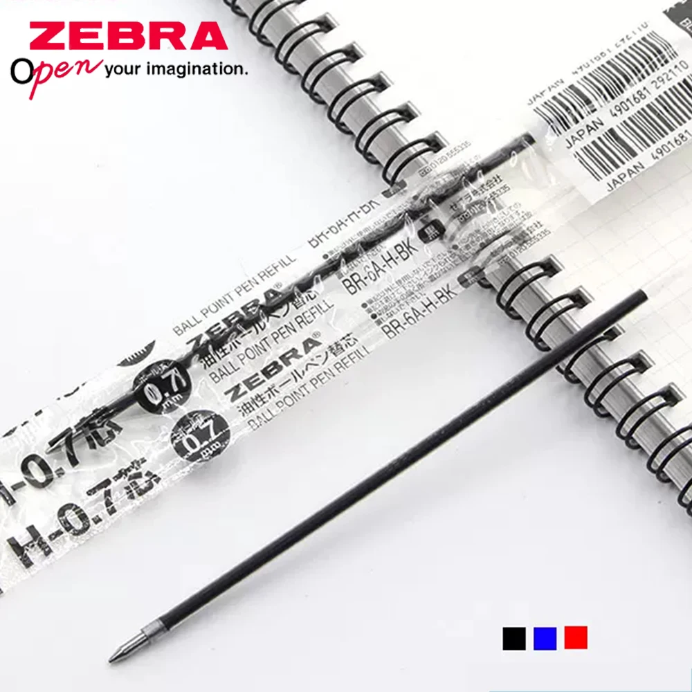 10PCS/box Japan Zebra BR-6A-H Large Capacity 0.7mm Ballpoint Pen Refill for Zebra BN1/R8000 School Acsesories School Stationery