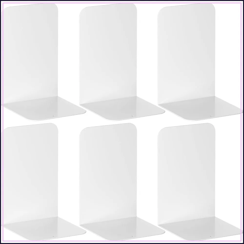 

VFINE Bookends 3 Pairs, Metal Book Ends for Shelves, Book Stopper for Heavy Books, Book Dividers for Home Office
