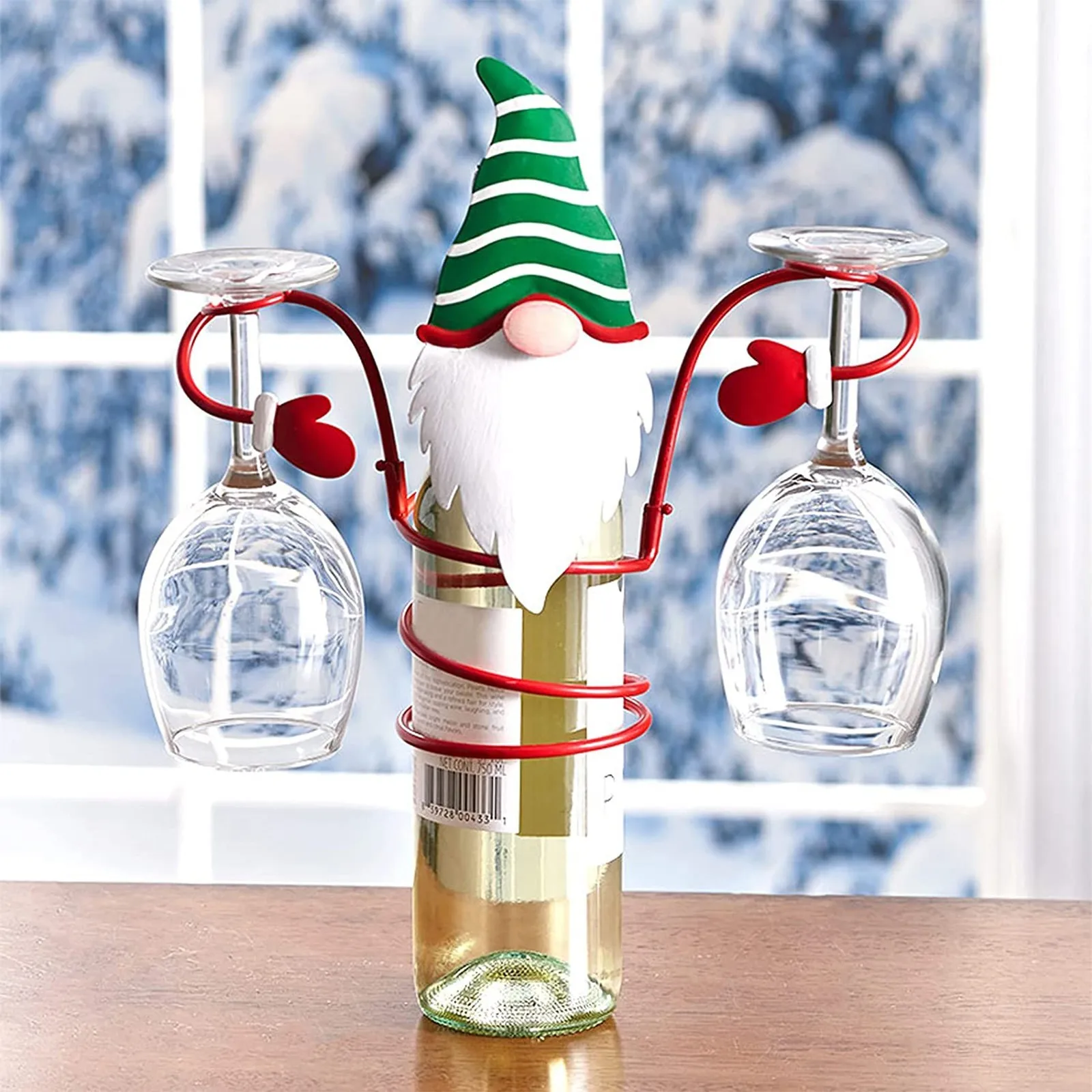 

Portable Holiday Wine Bottle Holders Christmas Themed Festival Home Desktop Dwarf Decoration Wine Cup Holders Organizer Rack
