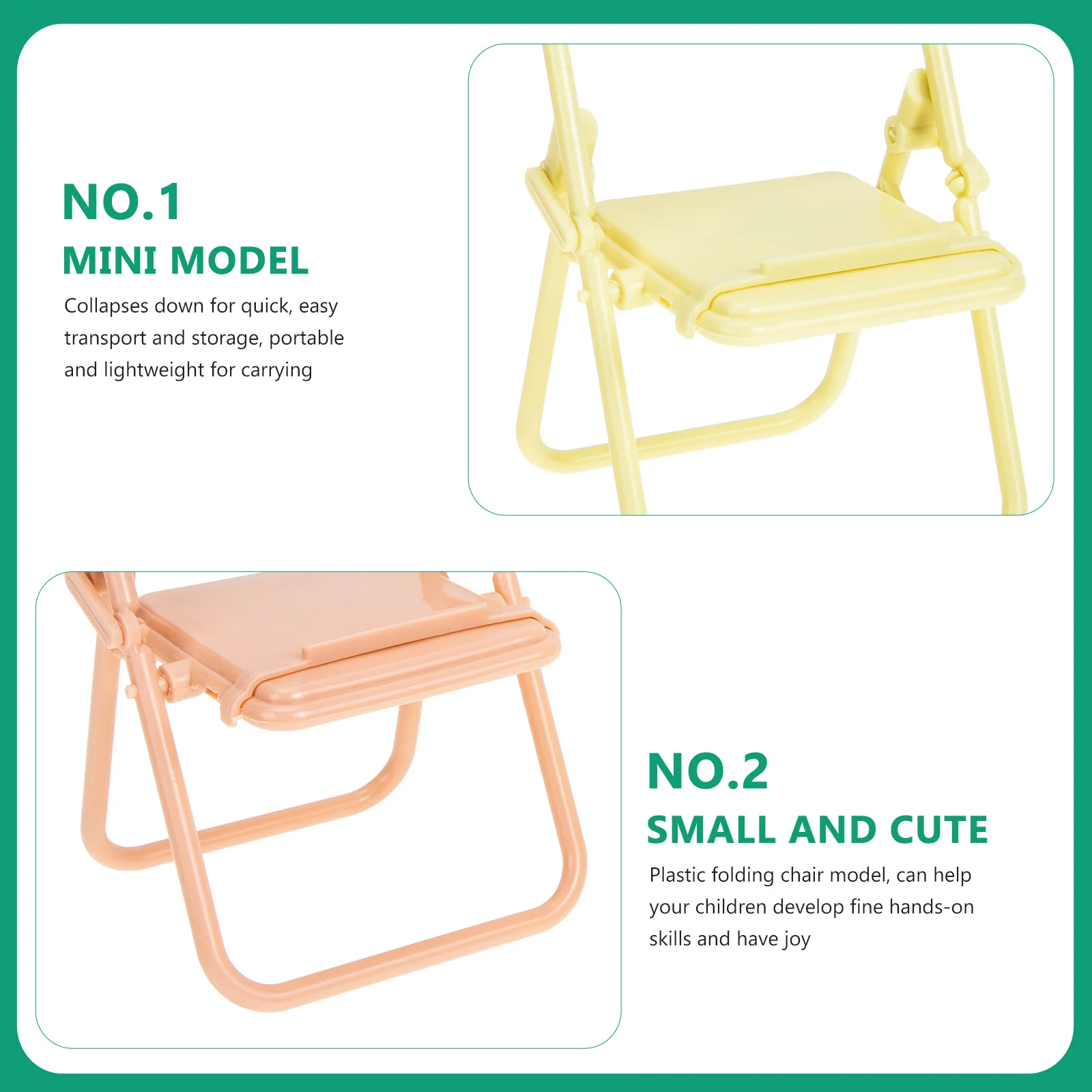 2 Pcs Miniature Furniture Folding Chair Toys for Toddlers Chairs Foldable Plastic Dollhouse Miniatures Baby