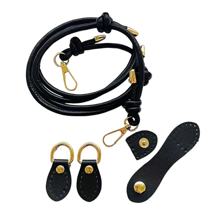 Five-Piece DIY Woven Bag Accessories Set, Pu Leather Adjustable Buckle, Gourd-Shaped Clasp, Fashionable Pu Leather Shoulder Strap, Includes Handmade Materials, DIY Wallet Making Kit