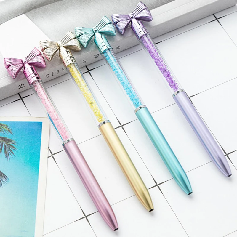 Cute Cartoon Bow Ballpoint Pen Creative Fashion Signature Pens School Office Supplies Writing Tools Exquisite Neutral Pen