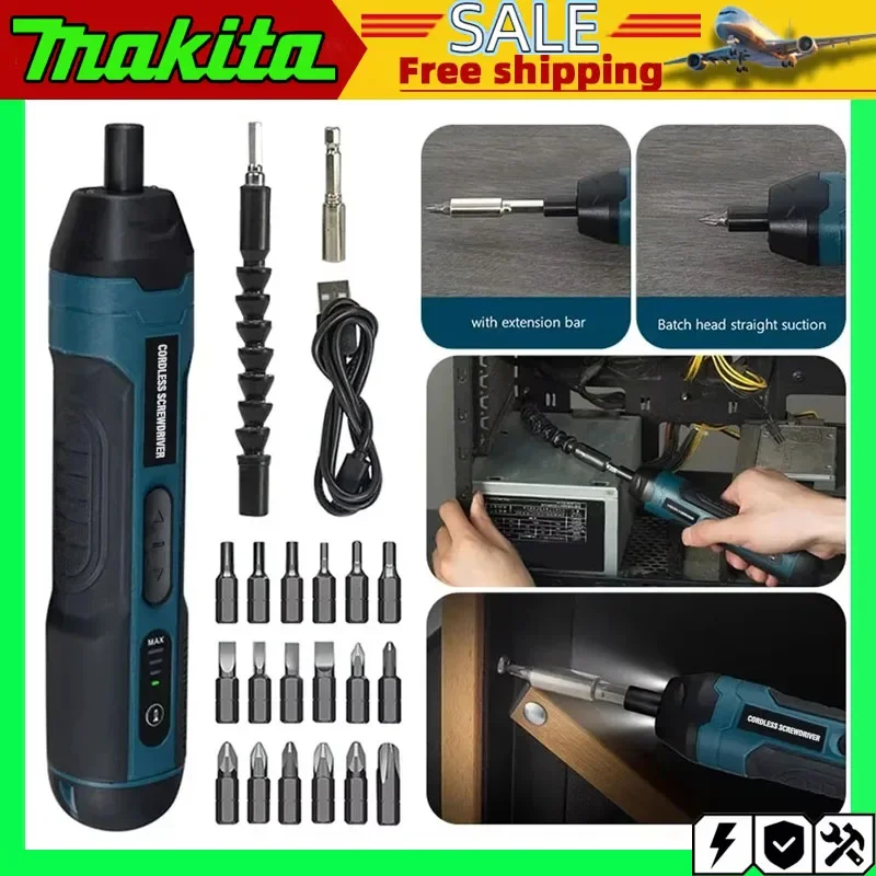 

Makita 2pcs/20pcs/105pcs Multi-function Torque Repair Mini Cordless Electric Screwdriver 1300mah Rechargeable Adjustment Drill