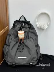 Outdoor Sports Unisex Lightweight Waterproof Drawstring Backpack for Hiking Traveling College Class Computer Bag Nylon Material
