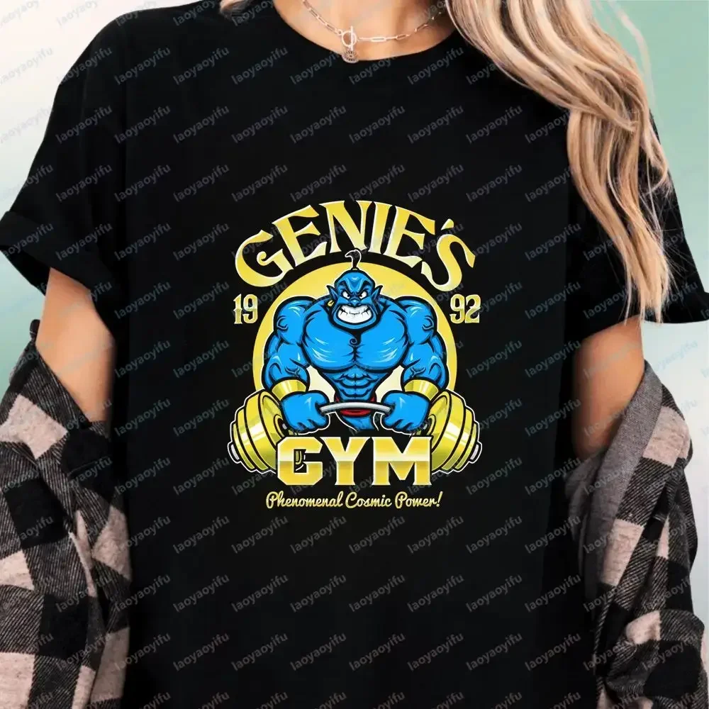 GENIES GYM Printed T-shirt - Unisex Trendy Original Streetwear Short-sleeved T-shirt Suitable for Both Men and Women, Large Size