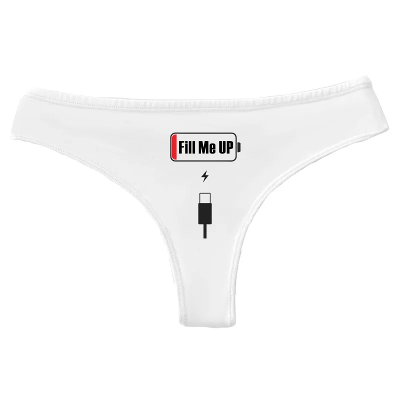FILL ME UP Please Charge G-string Women's Cotton Thong Breathable Comfortable Female Underwear Girls Hot Panties Sexy Lingerie - view 4