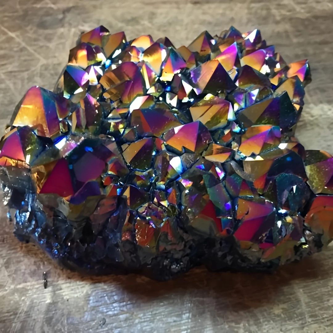 1pc Rainbow Aura Quartz Cluster, Titanium Rainbow Aura, Titanium Aura Quartz Cluster, Bohemian-style Home Decoration Stones