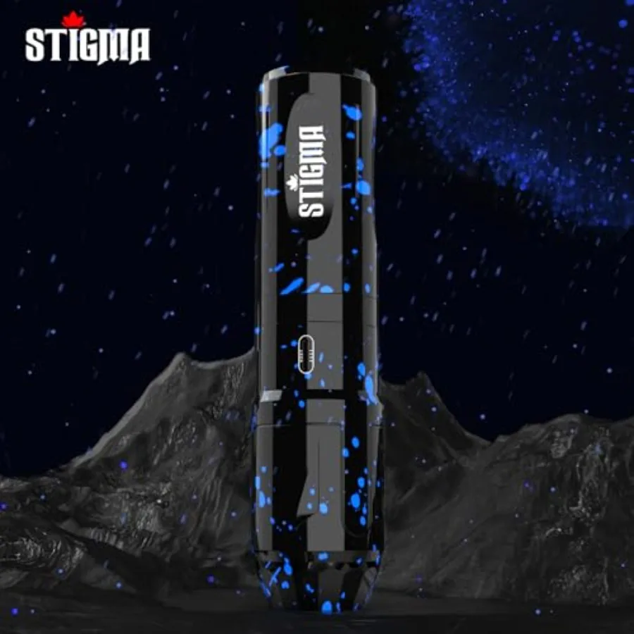 مجموعة مسدس الوشم اللاسلكي الكامل بتصميم قلم دوار للمبتدئين والمحترفين تتضمن بطاريتين قابلتين لإعادة الشحن بقوة 20 كاليفورنيا