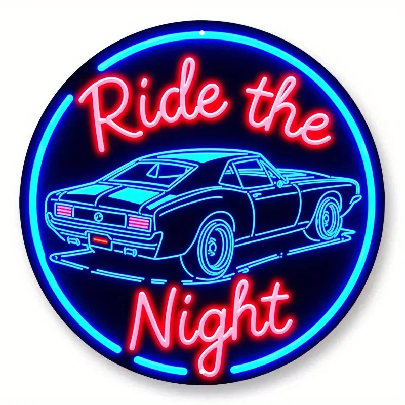 Vintage Neon Sign Muscle Car, 7.8inch Inch, Aluminum Wall Art, 