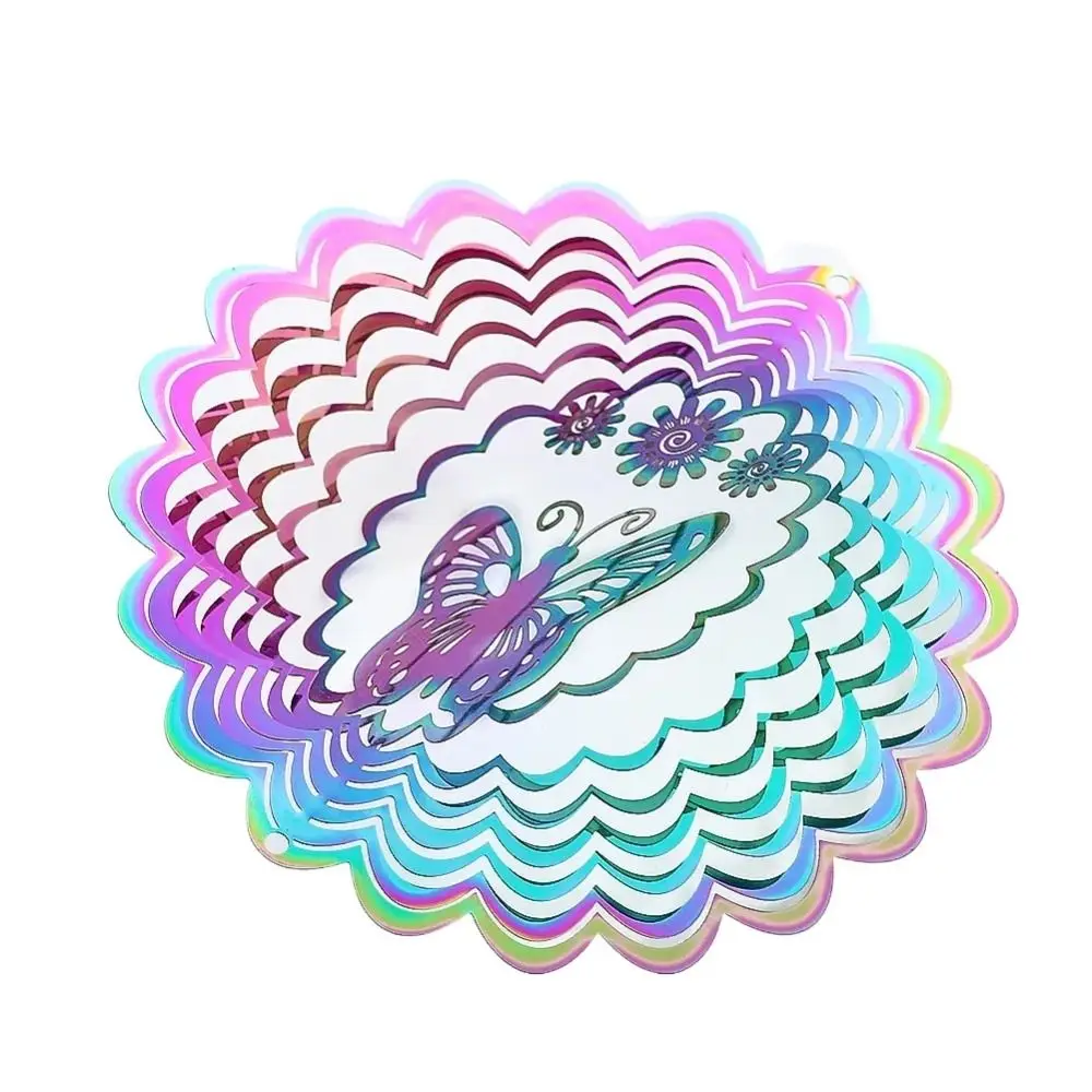 3D Wind Spinner Catcher Flowing Light Effect Gradient Color Wind Chime Pendant Hanging Decor Creative