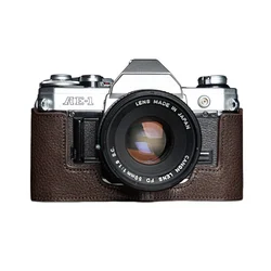 Design For Canon AE-1 AE1 AE-1P A1 AT-1 Camera Handmade Genuine Leather Camera case Half Cover Bag