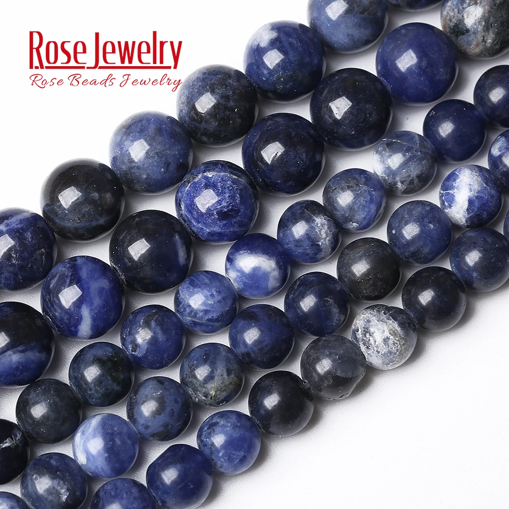 Natural Stone Deep Blue Sodalite Round Loose Beads 15\