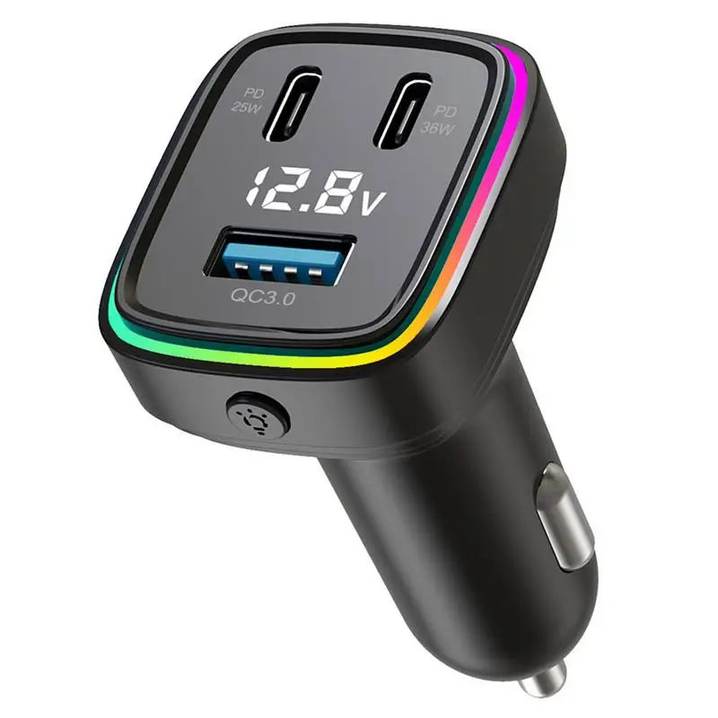 Car Phone Charger Auto Phone USB C Adapter Automobile Fast Charging Car Phone Charger 3 Ports Car Charger Adapter With Voltage &