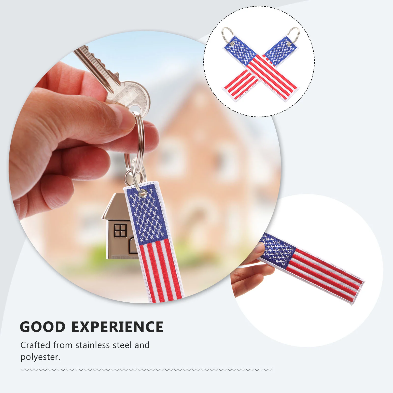 2 Pcs Flag Keychain Usa for Keys Bulk Men Chains Women American Ring Gifts Wallet Keychains